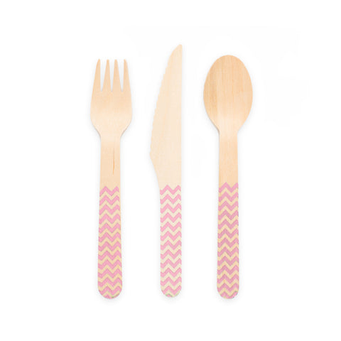 Houten Bestek 18st. Roze