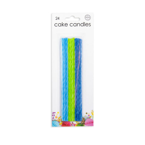 Taart kaarsjes XTRA lang 24 st. Blauw