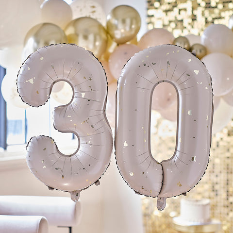 Folieballonnen 30 Nude met Gouden Spikkels