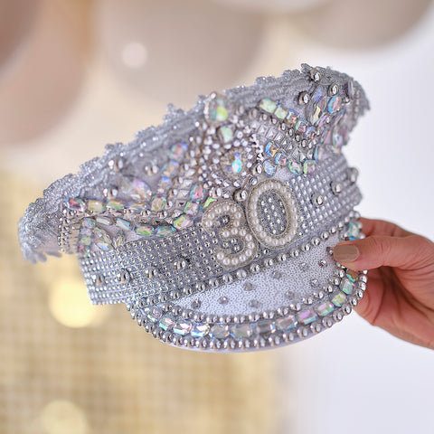 Verjaardagshoed met Parels en Diamanten 30 Jaar