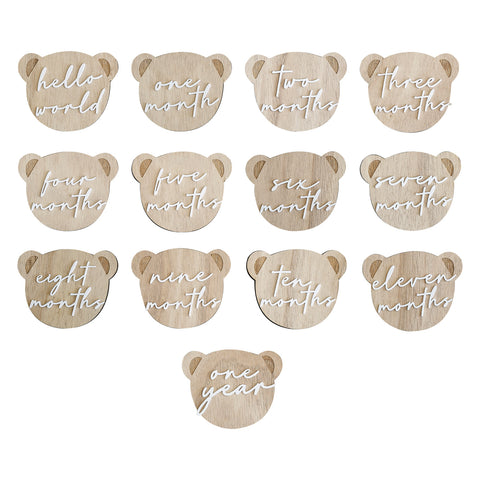 Houten Milestone kaarten | Teddy Bear