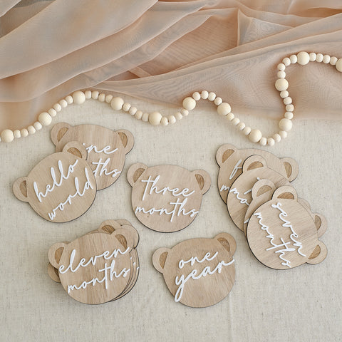 Houten Milestone kaarten | Teddy Bear